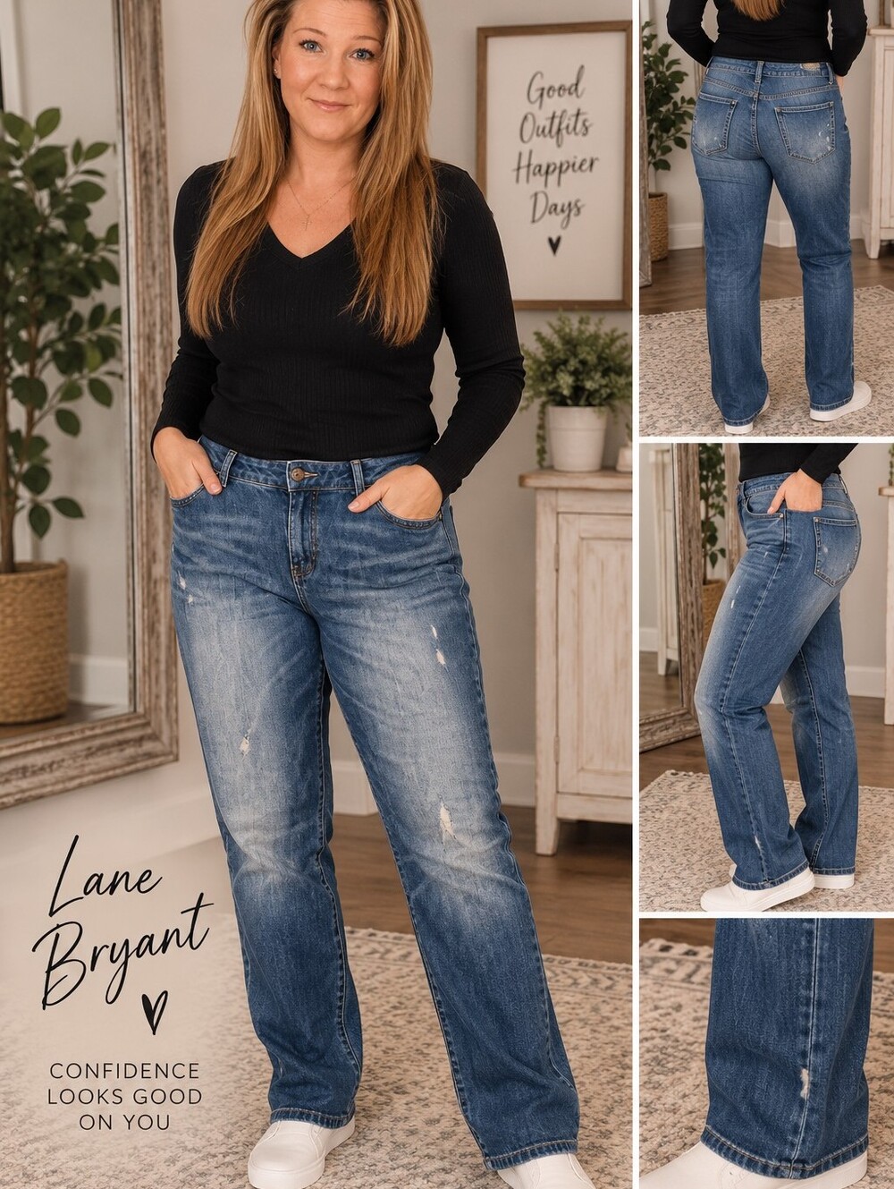 Lane Bryant Women's Distressed Blue Jeans